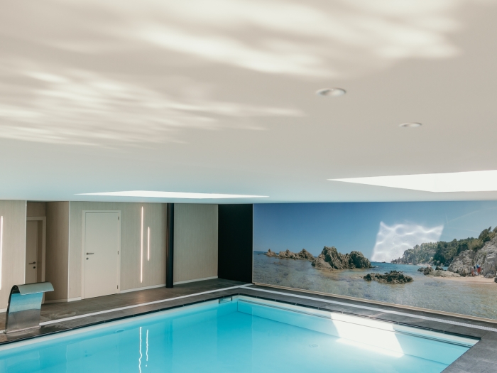Akoestisch spanplafond in wellness